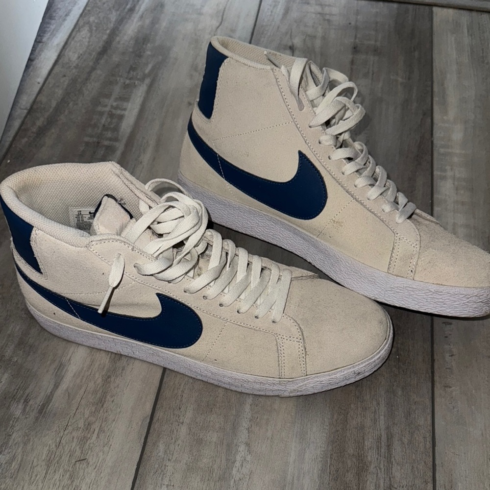 Nike Men's High-Top Sneakers - Cream and Blue